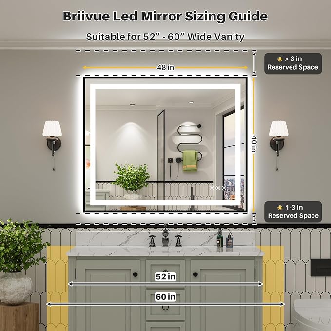48x40 Inch LED Bathroom Mirror - Image 2
