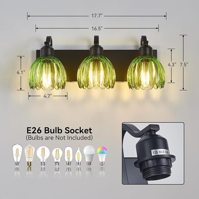 3-Light Black Vanity Lights - Image 3