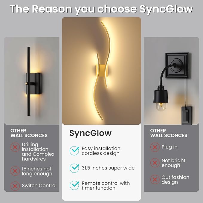 Battery Operated Wall Sconces Set of Two, 10000mAh Rechargeable Modern Wall - Image 9