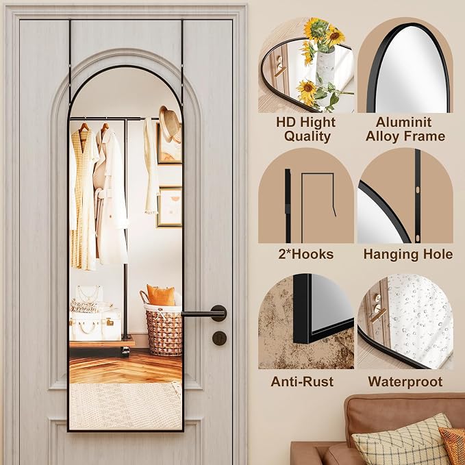 Rowjut Full Length Door Mirror, Wall Mounted Wall Mirrors, Cloakrooms - Image 4