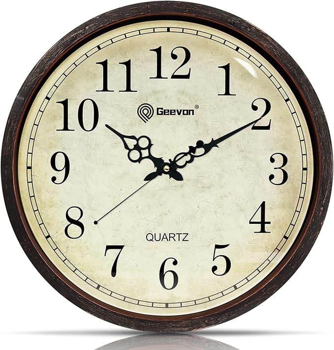 Geevon Vintage Brown Wall Clock, Silent 16" Non Ticking Wall Clock Battery by GEEVON
