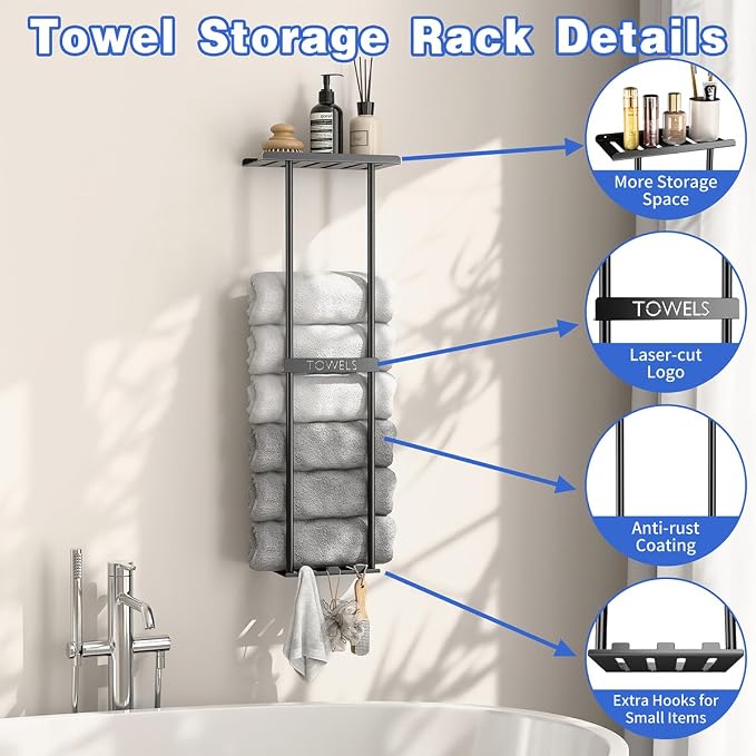 2-Tier Wall-Mounted Towel Rack - Image 4