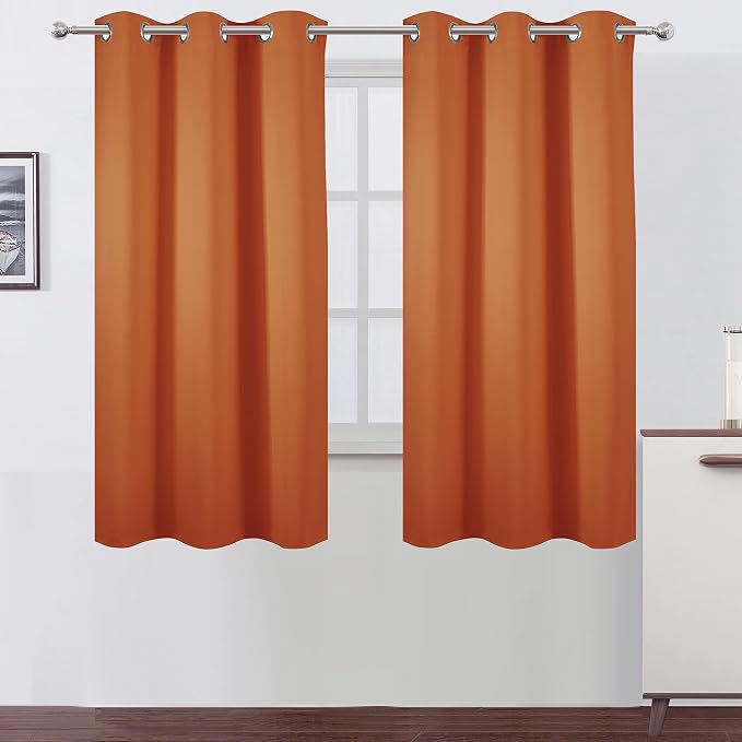 LEMOMO Orange Blackout Curtains 38 x 63 Inch Length/Set of 2 Curtain - Image 2