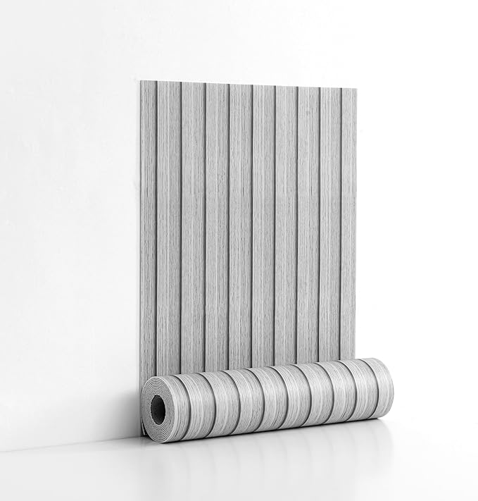 Peel and Stick PVC Slat Wall Panels, Wood Grain Self-Adhesive Soundproof by LVSHI