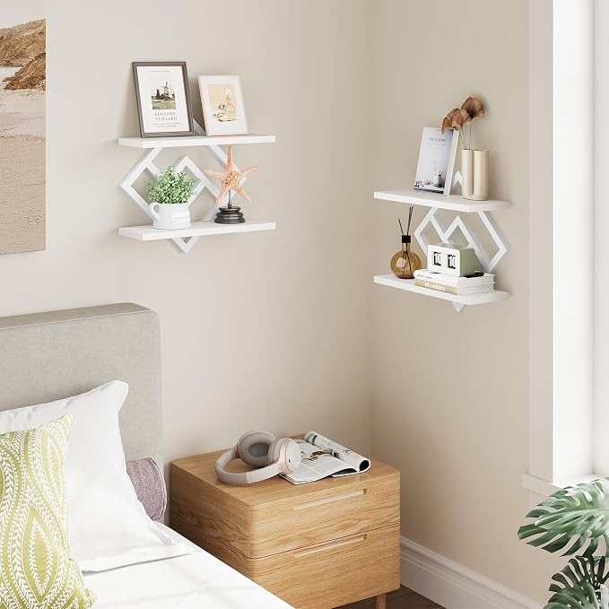 ELYKEN Floating Shelves for Wall, 2-Tier Wall Mounted Storage Shelves for Books - Image 8