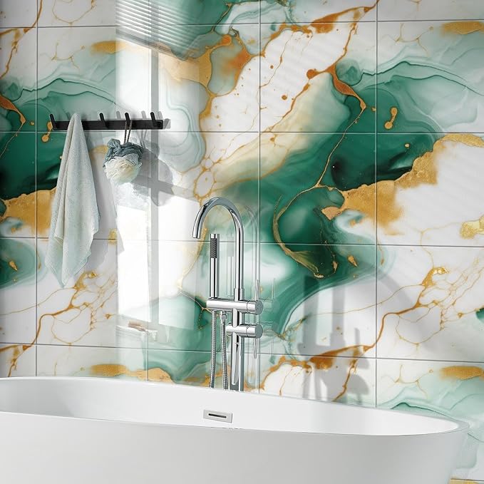 Chejiaye 10pcs Marble Peel and Stick Backsplash Waterproof Washroom Wall Panels - Image 2