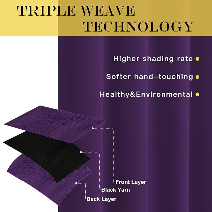 NICETOWN Royal Purple Blackout Curtains - Image 3