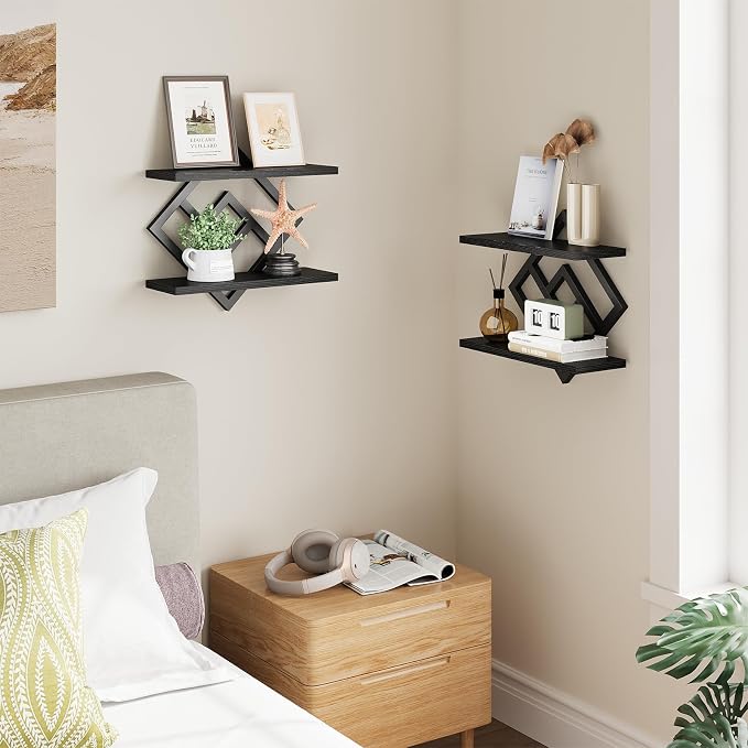 ELYKEN Floating Shelves for Wall, 2-Tier Wall Mounted Storage Shelves for Books - Image 8
