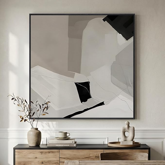 Extra Large Framed Black and White Abstract Wall Art by Cuspin