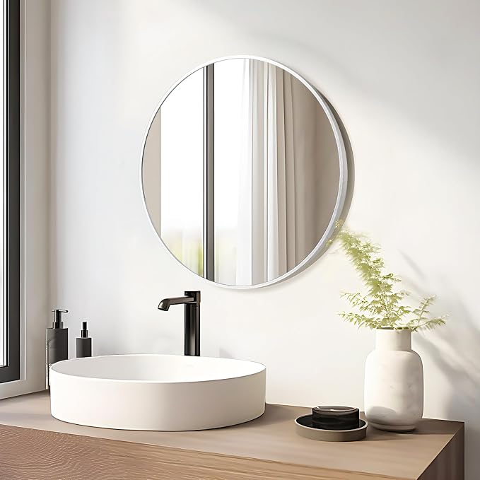 Fabuday Silver Round Mirror for Wall 26 inch - Image 4
