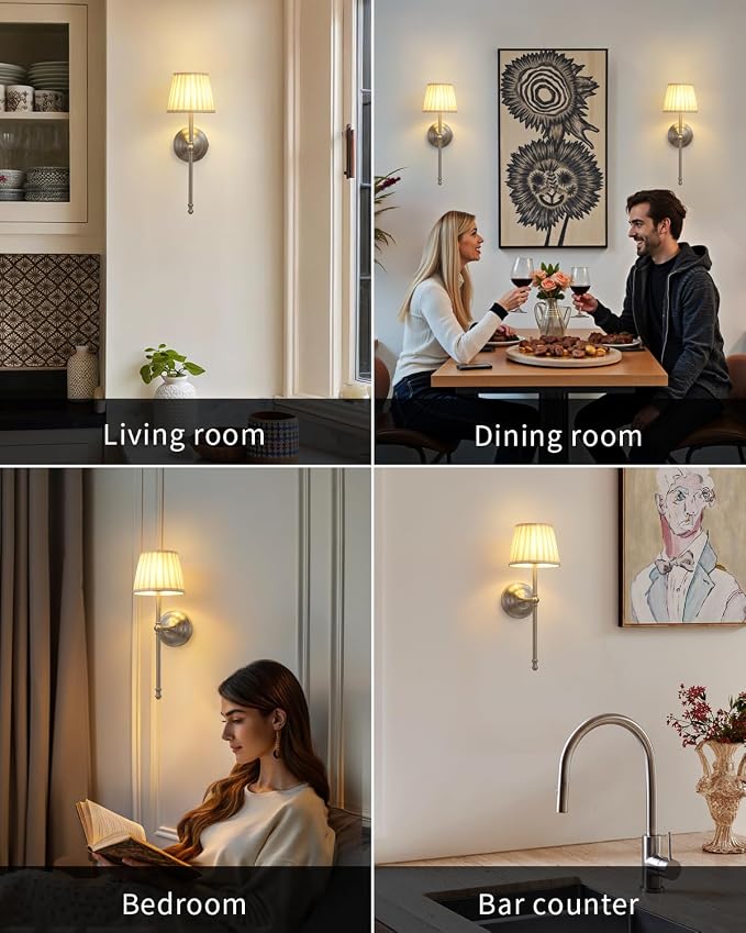 KDG Cordless Wall Sconces Set of 2, Small Wireless 5200mAh Rechargeable Battery - Image 7