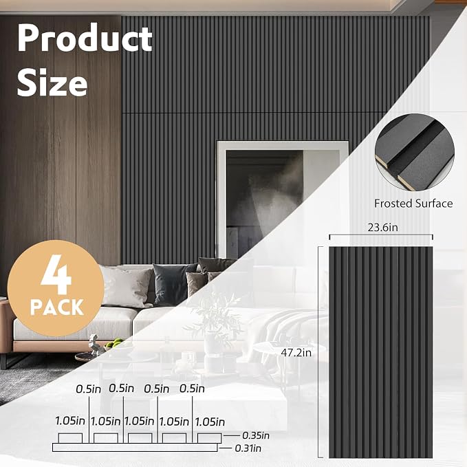 4 Pack Wood Panels for Wall, 47.2"×23.6" Wood Slat Acoustic Panels for Wall - Image 2