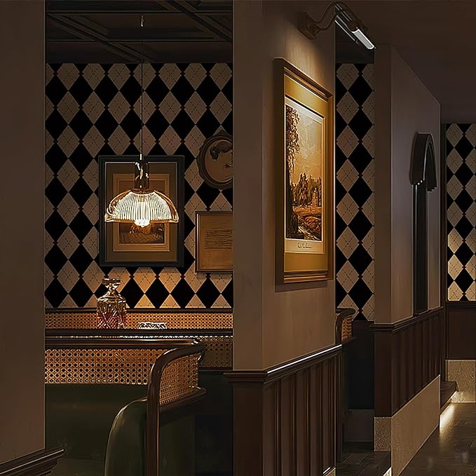 Simon&Siff Retro Checkered Peel and Stick Wallpaper Black and White Wallpaper - Image 4