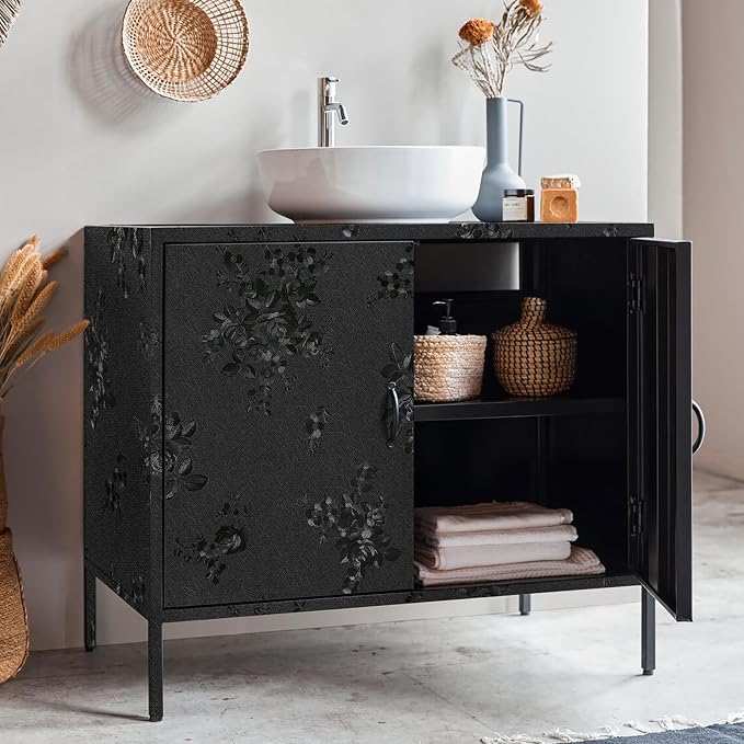Black Peel and Stick Wallpaper Silk Embossed Floral Contact Paper - Image 8