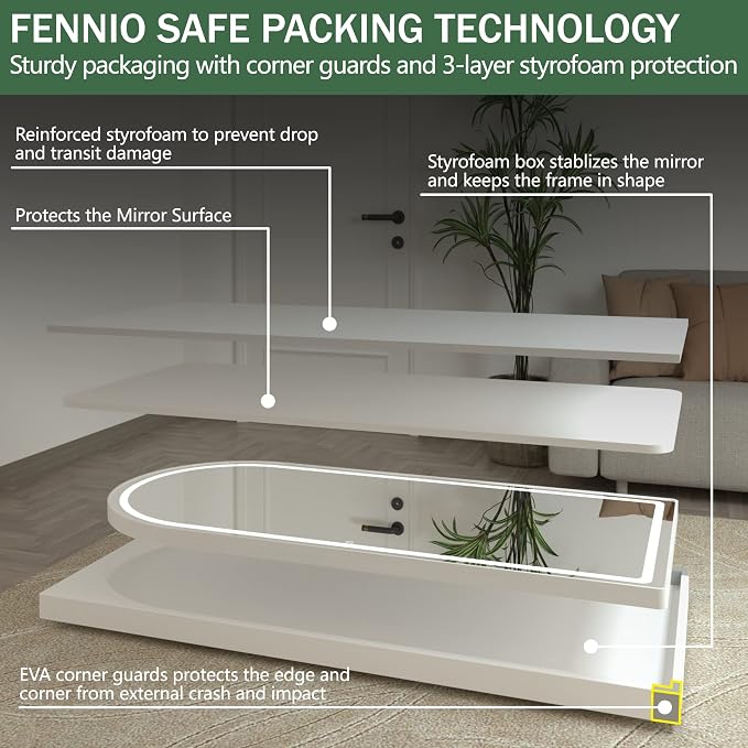 FENNIO Full Length Mirror with Lights, Free Standing Lighted Floor Mirror - Image 9