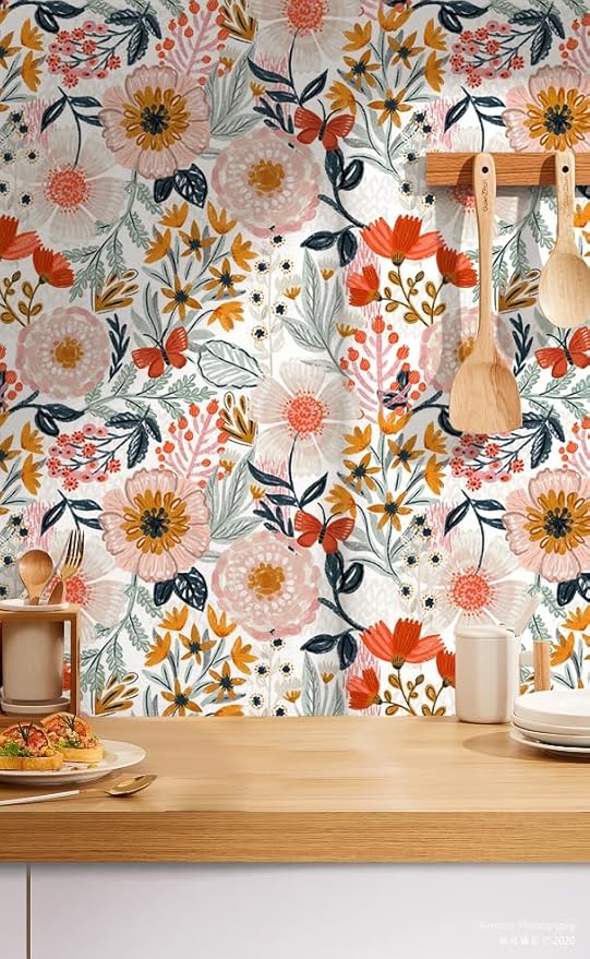 HAOKHOME Boho Peel and Stick Wallpaper Floral Wall Paper Removable - Image 6