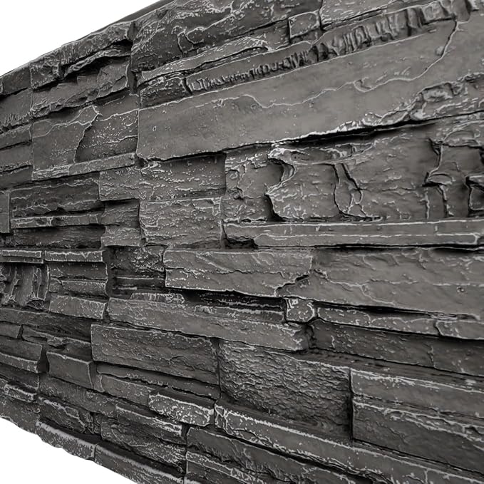 EverStone Cascade Faux Stone Panel, 48 5/8"W x 24 3/4"H x 1 1/4"D, Graphite - Image 7
