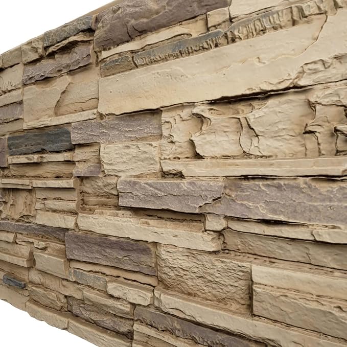 EverStone Cascade Faux Stone Panel, 48 5/8"W x 24 3/4"H x 1 1/4"D, Adobe Color - Image 7