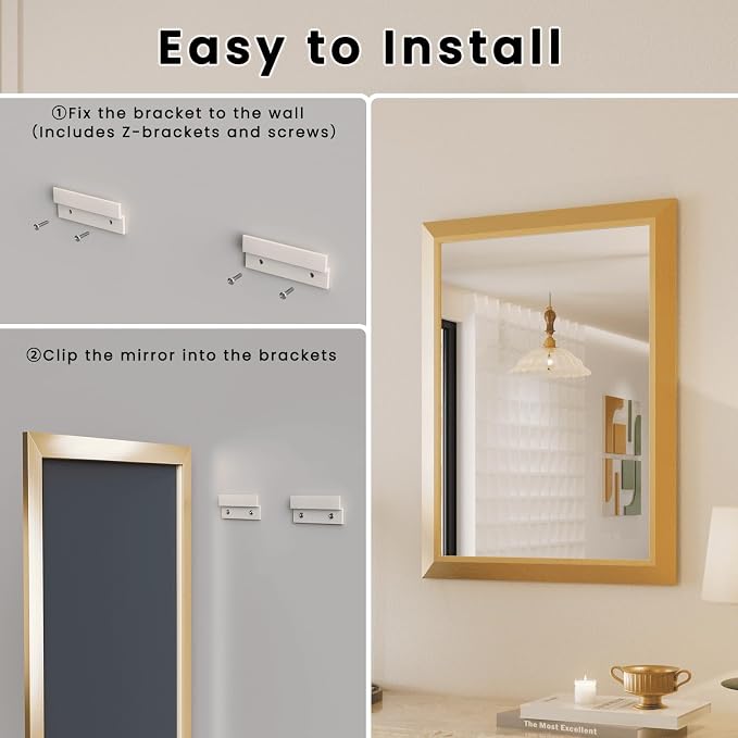 Amorho 30x36 Inch Bathroom Mirror, Wall-Mounted Mirrors Perfect - Image 7
