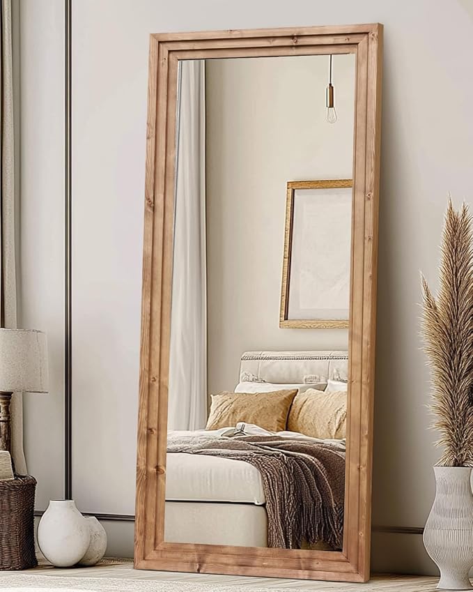 Full Length Mirror 71"x30" Solid Wood Frame Floor Large Mirror - Image 5