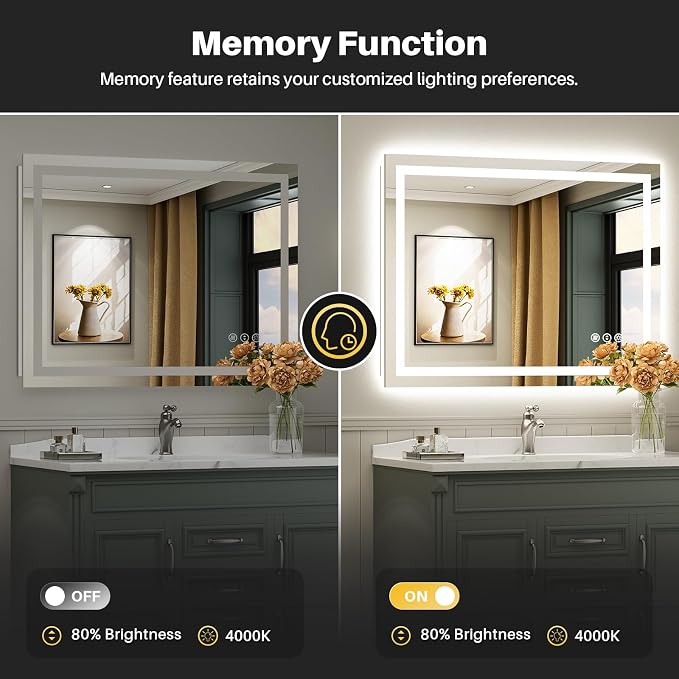Briivue 40x32 Inch LED Bathroom Mirror - Image 6