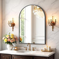 Bathroom Mirror for Wall, 30x20 Inch Arched Mirror, Matte Black Metal Framed by Atilioo
