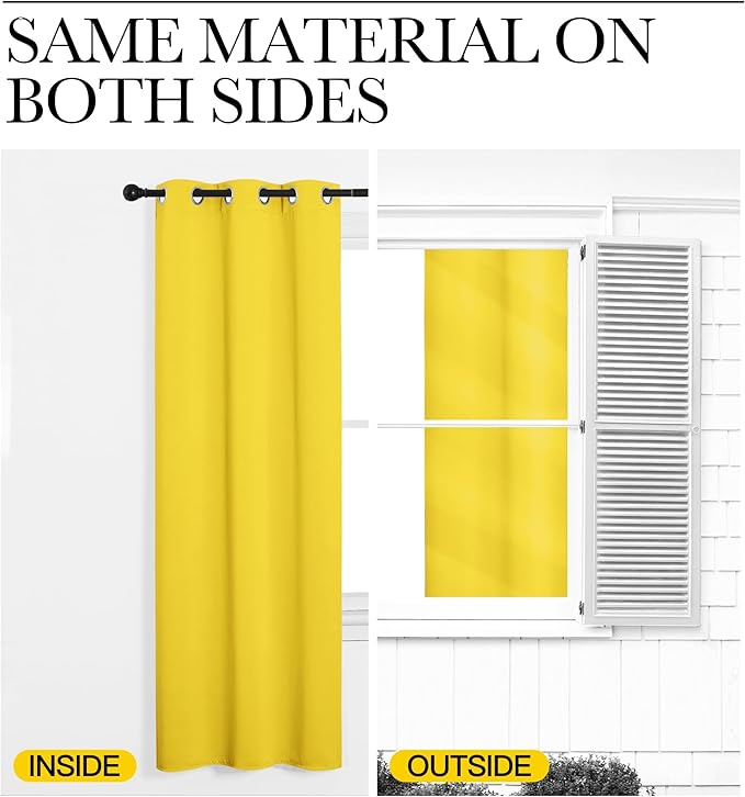 NICETOWN Bright Yellow Room Darkening Curtains - Image 6