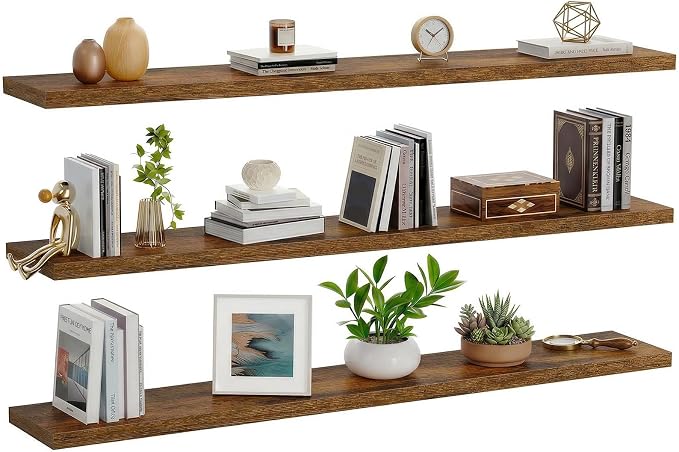 AMADA HOMEFURNISHING 47.2" L Floating Shelves, Wall Shelves Set of 3 - Image 9