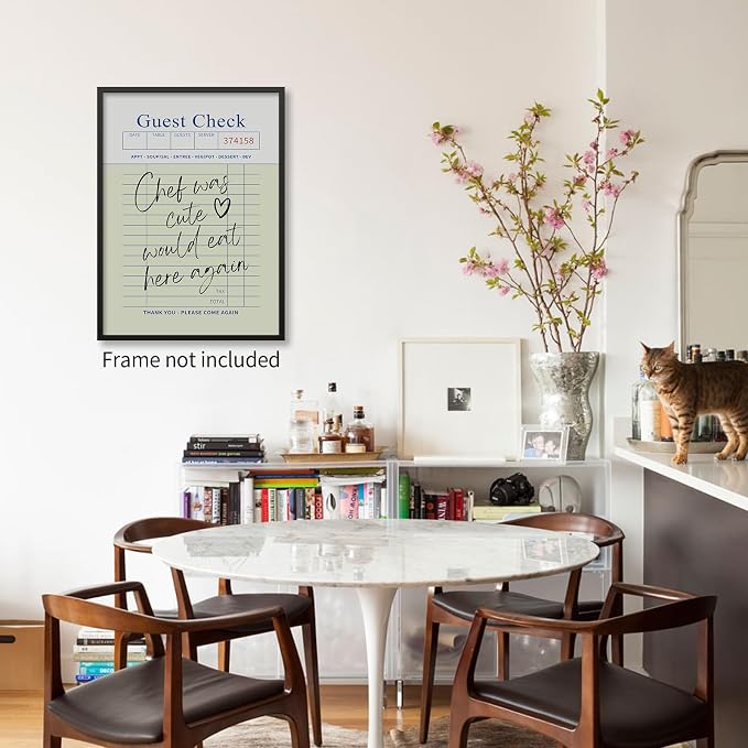 PDFI Trendy Kitchen Wall Art Guest Check Prints Chef Was Cute Would Eat Here - Image 3