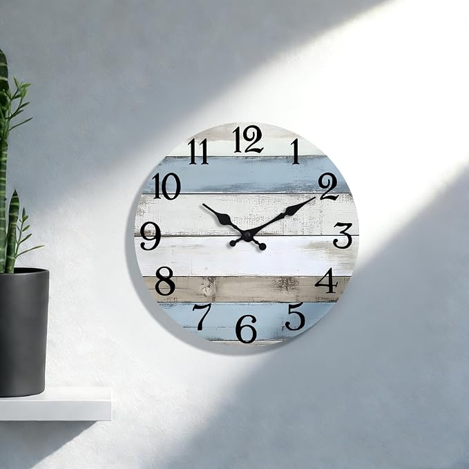 JoFomp 8 Inch Wooden Wall Clocks Battery Operated, Silent Wall Clock Non Ticking - Image 6