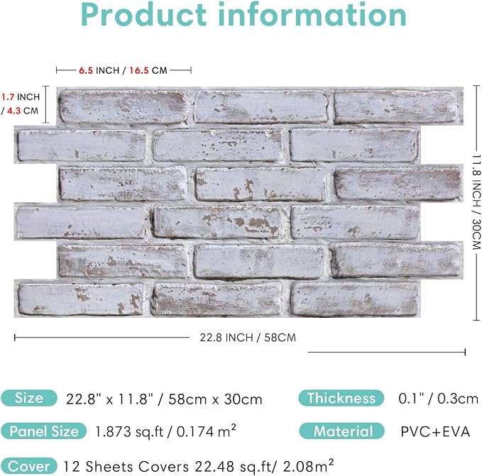Commomy 3D Brick Wall Panels Peel and Stick - Image 6