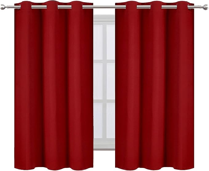 LEMOMO Red Thermal Blackout Curtains/38 x 54 Inch/Set of 2 Panels Room - Image 2