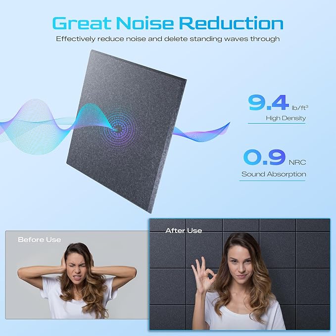 22 Pack Self-Adhesive Acoustic Panels, Soundproof Wall Panels - Image 3
