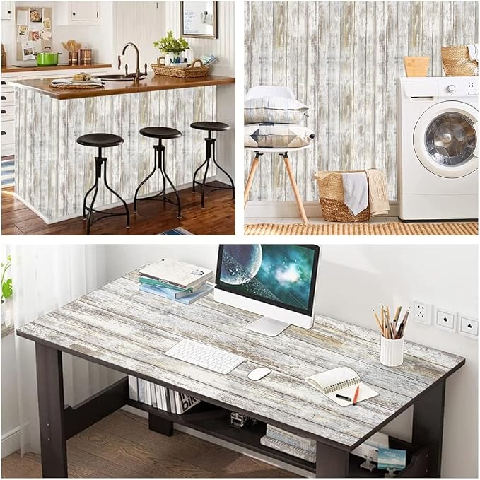 Arthome 11x100'' Gray Rustic Wood Contact Paper Peel and Stick Self-Adhesive - Image 5