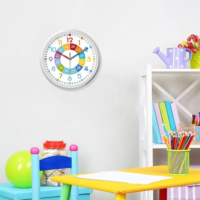 XFM Colorful Kids Wall Clocks Battery Operated 10 inch Silent Non Ticking Funny - Image 3