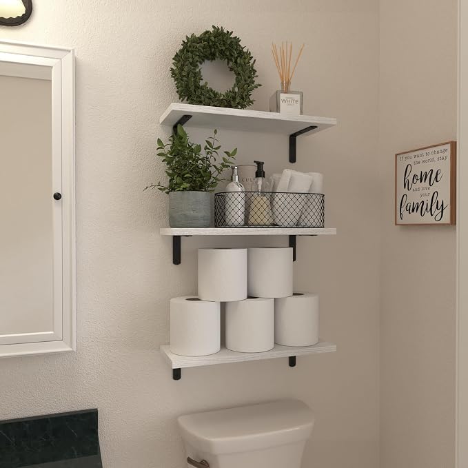 WOPITUES White Floating Shelves Set of 6, Wood - Image 4