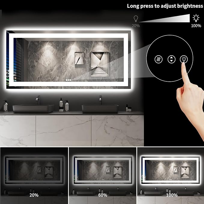 LOAAO 84"X40" LED Bathroom Mirror - Image 4