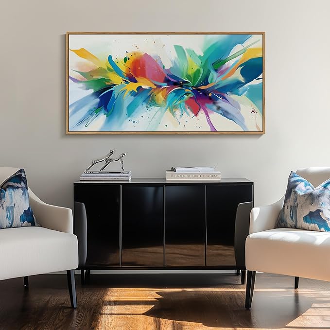 Large Framed Colorful Abstract Wall Art - Image 5