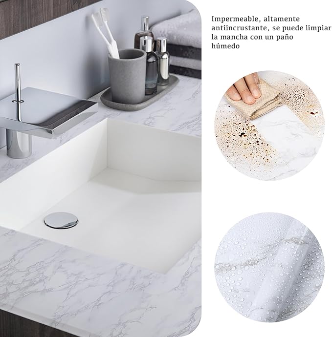 practicalWs Peel and Stick Marble Wallpaper 15.7'' x 472.4'' Marble Contact - Image 3