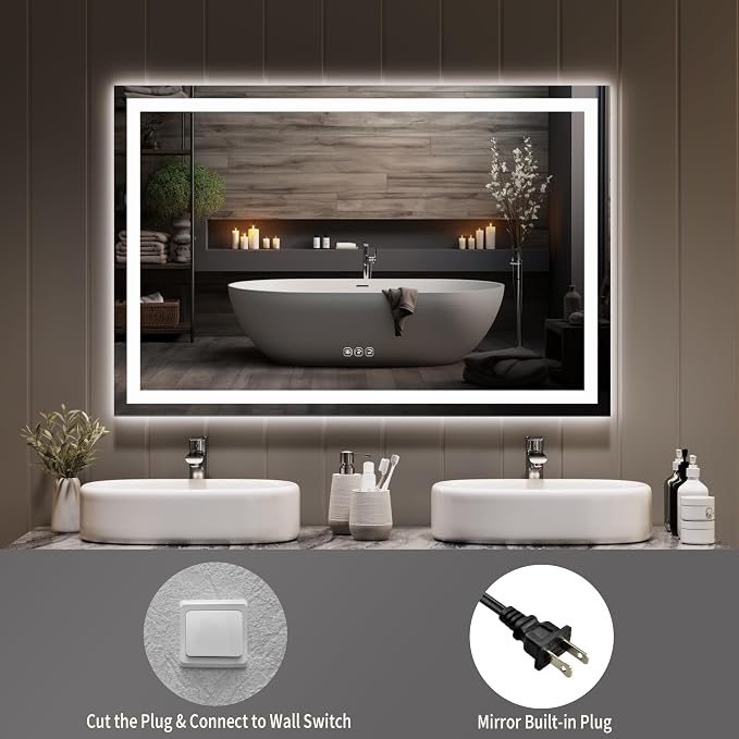 LED Bathroom Mirror 45 x 30 inch, Lighted Bathroom Vanity Mirror - Image 7