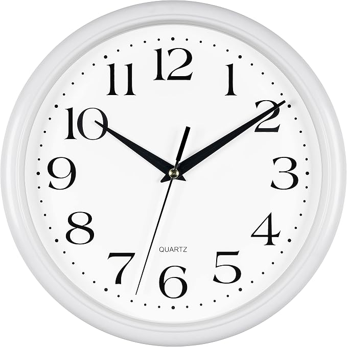 Bernhard Products White Wall Clock Silent Non Ticking 10 Inch Quality Quartz by BernhardProducts
