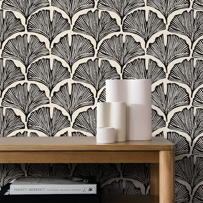 Tempaper x Novogratz Zebra Black Feather Palm Removable Peel and Stick Wallpaper - Image 2