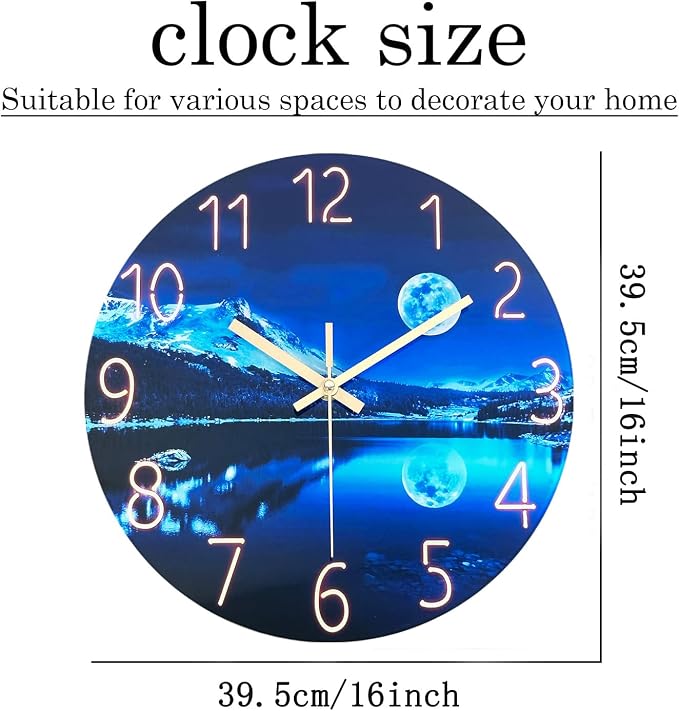 Big Wall Clocks Battery Operated 16 Inches or Larger Glass Moon Clock - Image 5