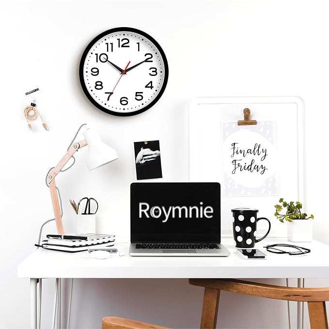 Roymnie Wall Clock Silent Non-Ticking Modern Clock Battery Operated 12 Inch - Image 5