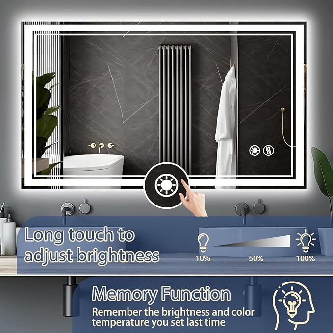 28“ x 40” LED Bathroom Mirror Fogless LED Mirror - Image 4