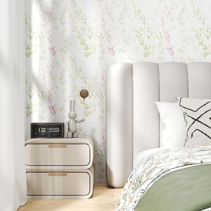 Timeet Floral Wallpaper Peel and Stick Botanical Wildflower Self Adhesive Wall - Image 2