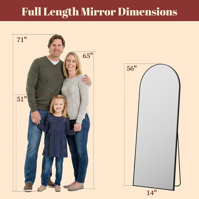 Suidia 56"x14" Arched Full Length Mirror - Image 4