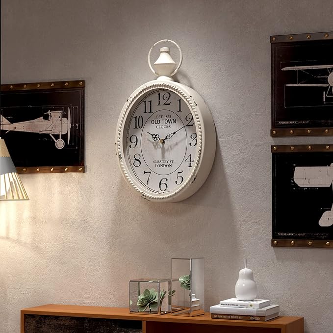 Menterry Small Retro Oval Wall Clock, Antique Old Design, Battery Operated - Image 7
