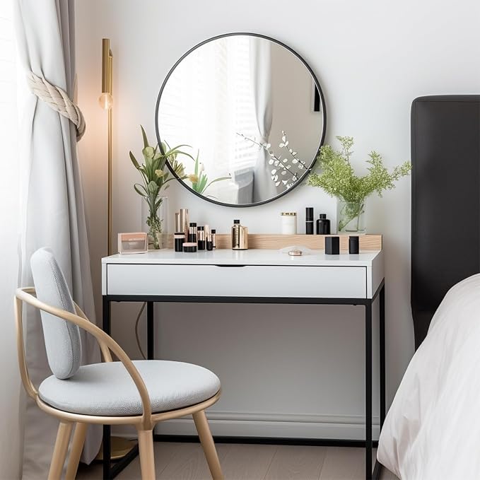 G-LEAF Black Round Mirror 32 inch Circle Mirror - Image 6
