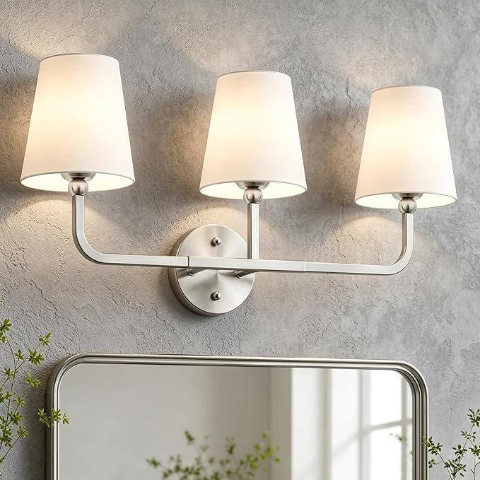MOKATNG Bathroom Light Fixtures, 3-Light Brushed Nickel Vanity Lights, Bathroom by Bathroomlightfixtures